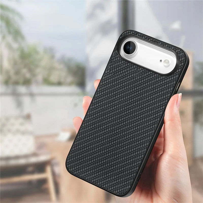 For iPhone Air Case Carbon Fiber Texture PU Leather + PC + TPU Phone Cover - Black