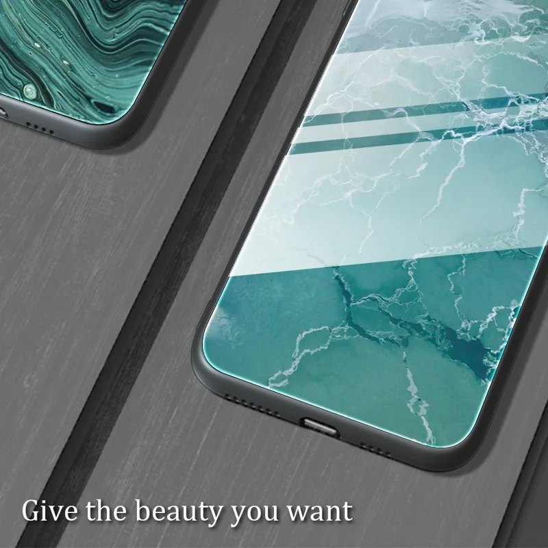 For Samsung Galaxy S23 Stylish Marble Pattern Printing TPU + Tempered Glass Anti-Scratch Back Case Drop-proof Phone Cover - DL01