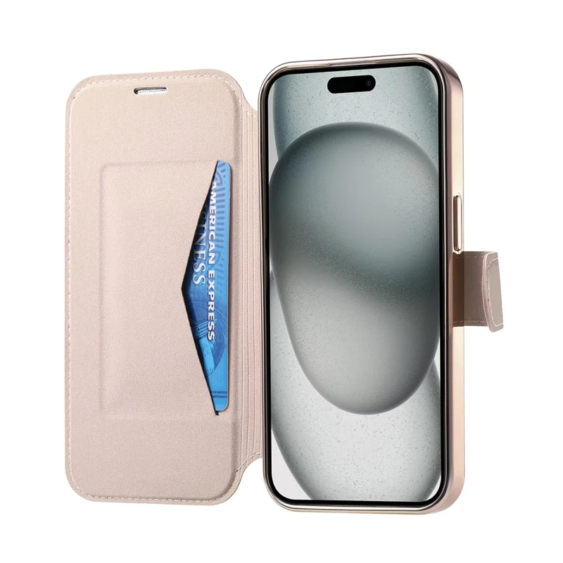 For iPhone Air Case Compatible with MagSafe Detachable Leather Phone Cover with Lens Film - Rose Gold