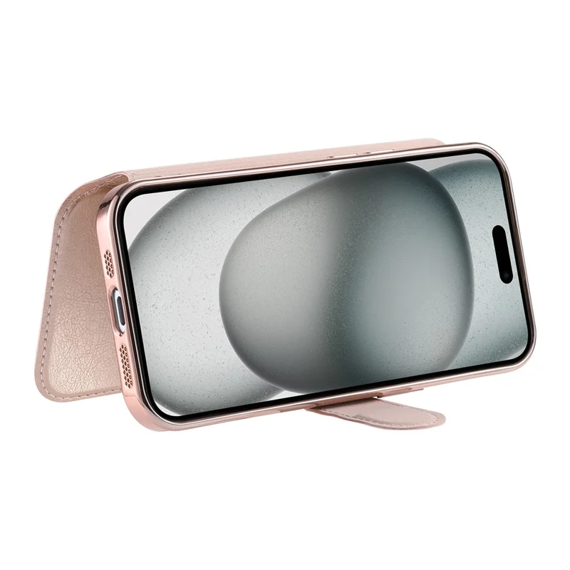 For iPhone Air Case Compatible with MagSafe Detachable Leather Phone Cover with Lens Film - Rose Gold