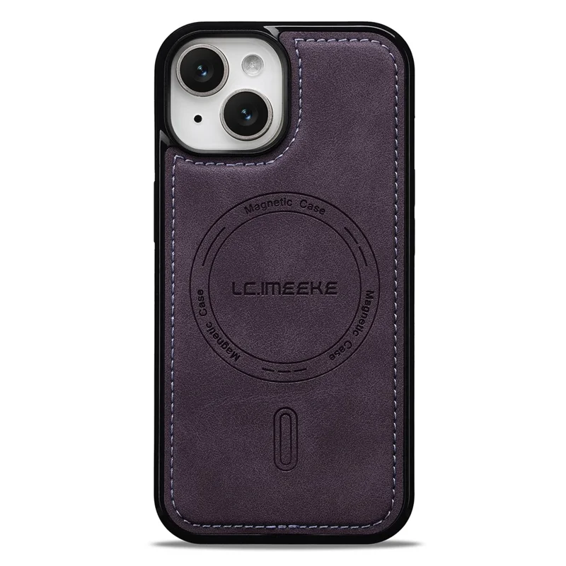 LC.IMEEKE L6 For iPhone 15 Plus / 14 Plus Case PU Leather Coated PC TPU Phone Cover Compatible with MagSafe - Purple