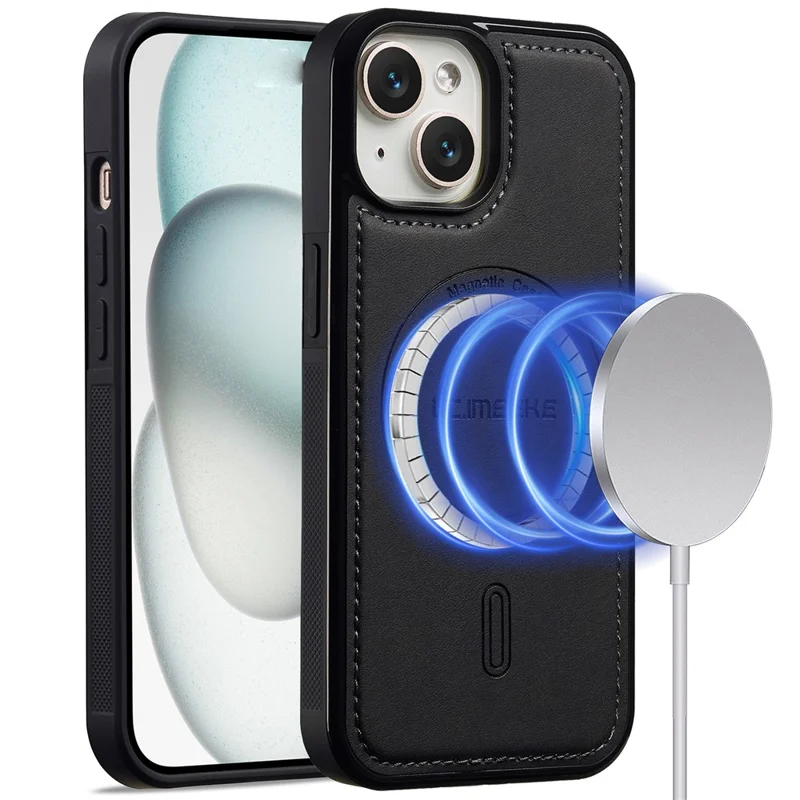 LC.IMEEKE L6 For iPhone 13 mini / 12 mini Case PU Leather Coated PC TPU Phone Cover Compatible with MagSafe - Black