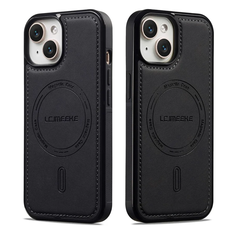 LC.IMEEKE L6 For iPhone 13 mini / 12 mini Case PU Leather Coated PC TPU Phone Cover Compatible with MagSafe - Black