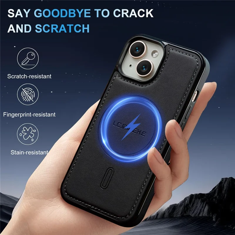 LC.IMEEKE L6 For iPhone 13 mini / 12 mini Case PU Leather Coated PC TPU Phone Cover Compatible with MagSafe - Black