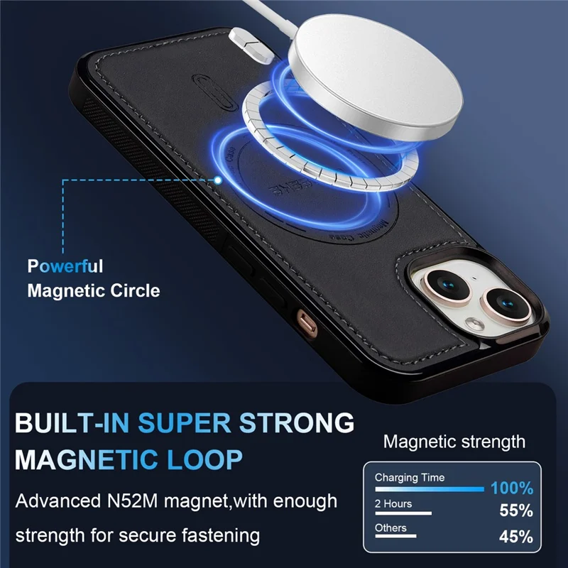 LC.IMEEKE L6 For iPhone 13 mini / 12 mini Case PU Leather Coated PC TPU Phone Cover Compatible with MagSafe - Black