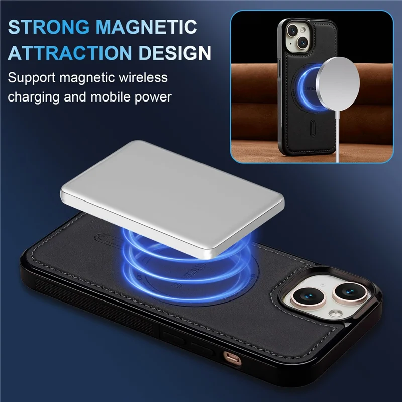 LC.IMEEKE L6 For iPhone 13 mini / 12 mini Case PU Leather Coated PC TPU Phone Cover Compatible with MagSafe - Black