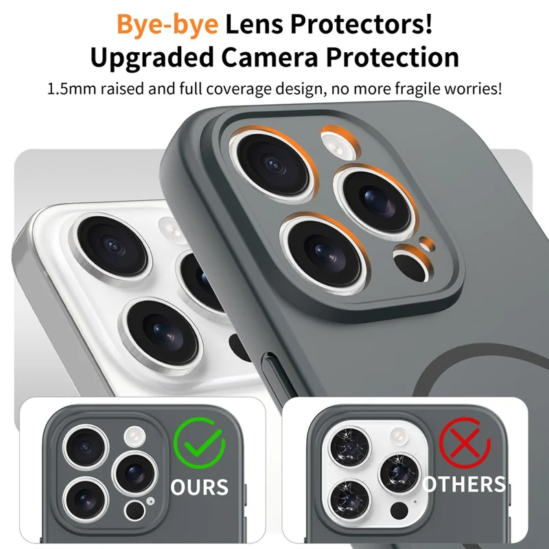 For iPhone 15 Pro Magnetic Case PC + TPU Phone Cover with Tempered Glass Screen Film - Dark Grey