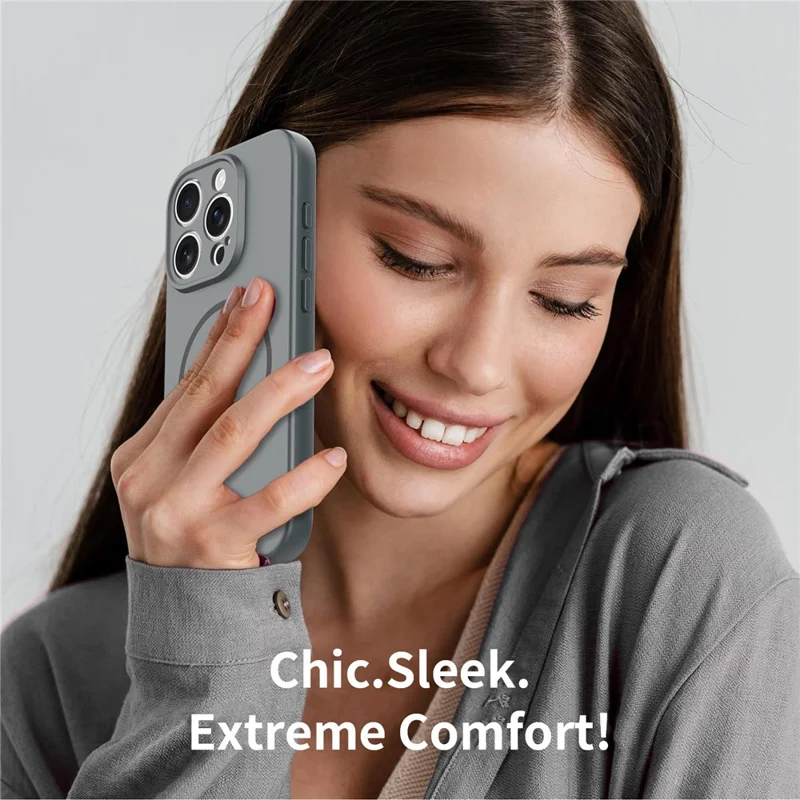 For iPhone 15 Pro Magnetic Case PC + TPU Phone Cover with Tempered Glass Screen Film - Dark Grey