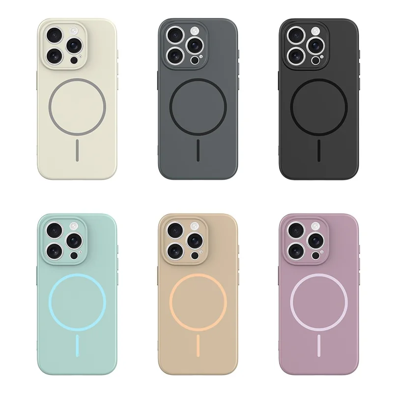 For iPhone 15 Pro Magnetic Case PC + TPU Phone Cover with Tempered Glass Screen Film - Dark Grey