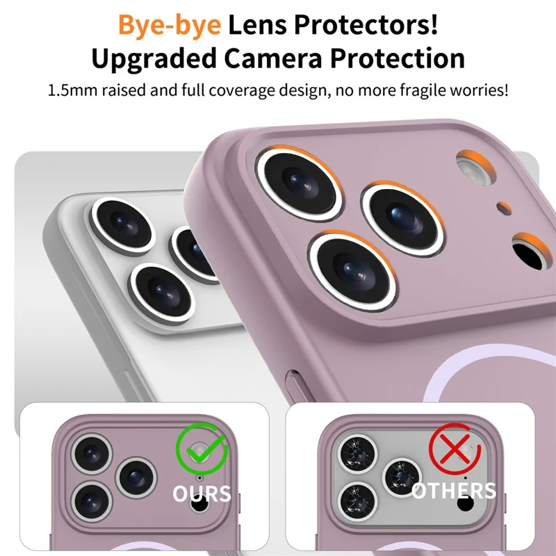 For iPhone 17 Pro Magnetic Case PC + TPU Phone Cover with Tempered Glass Screen Film - Purple