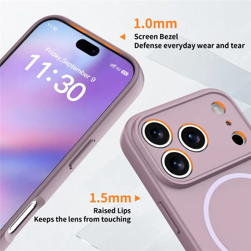 For iPhone 17 Pro Magnetic Case PC + TPU Phone Cover with Tempered Glass Screen Film - Purple