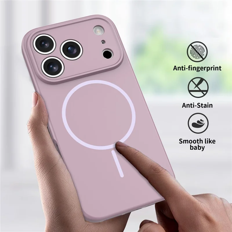 For iPhone 17 Pro Magnetic Case PC + TPU Phone Cover with Tempered Glass Screen Film - Purple