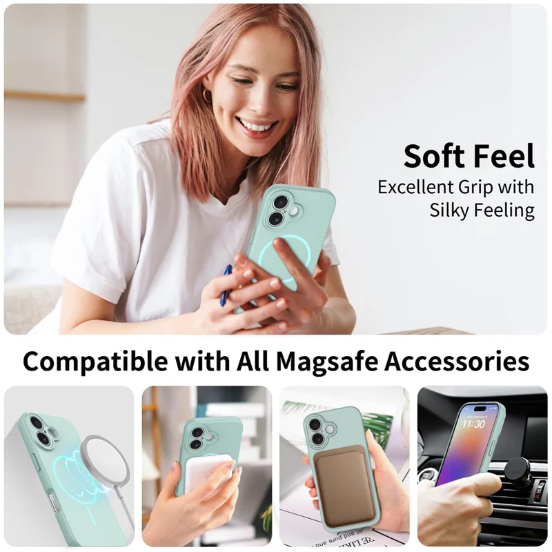 For iPhone 17 Magnetic Case PC + TPU Phone Cover with Tempered Glass Screen Film - Blue