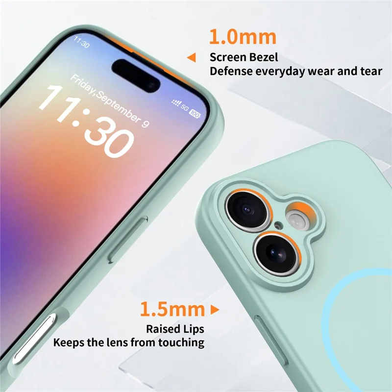 For iPhone 17 Magnetic Case PC + TPU Phone Cover with Tempered Glass Screen Film - Blue