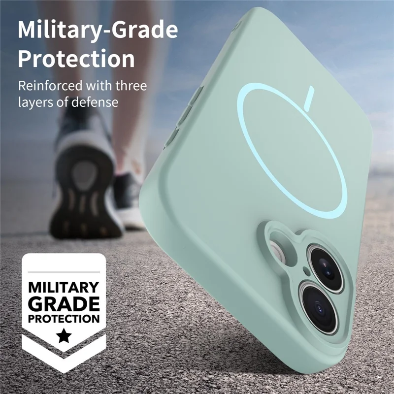 For iPhone 17 Magnetic Case PC + TPU Phone Cover with Tempered Glass Screen Film - Blue