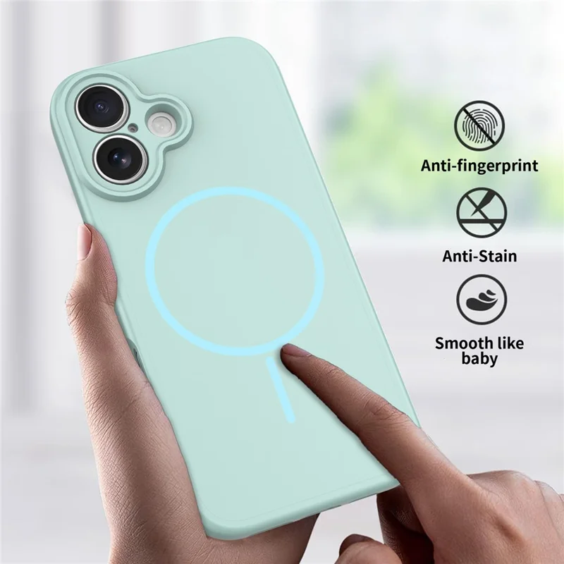 For iPhone 17 Magnetic Case PC + TPU Phone Cover with Tempered Glass Screen Film - Blue