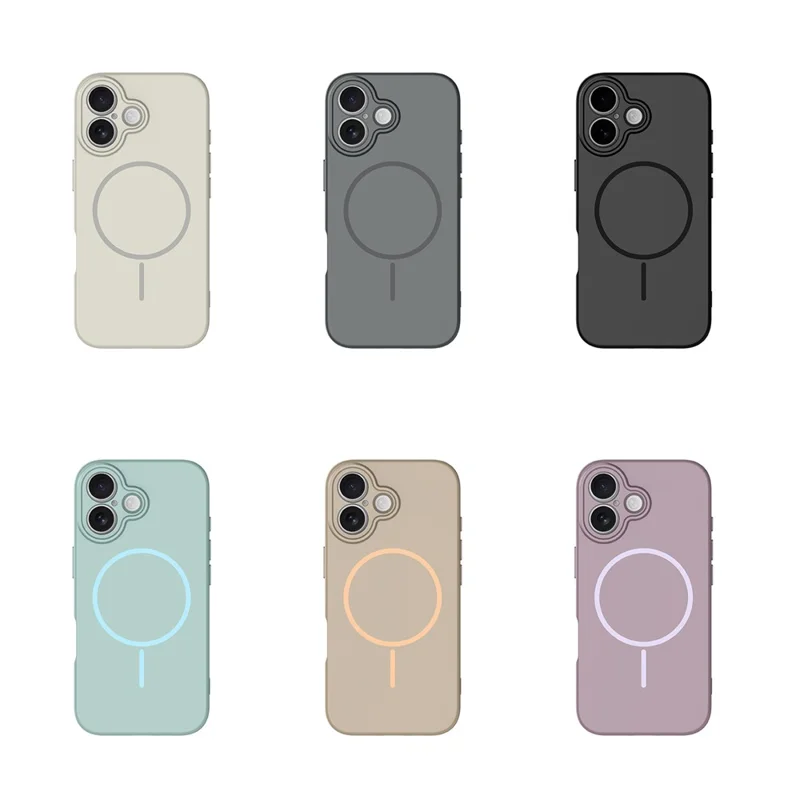 For iPhone 17 Magnetic Case PC + TPU Phone Cover with Tempered Glass Screen Film - Blue