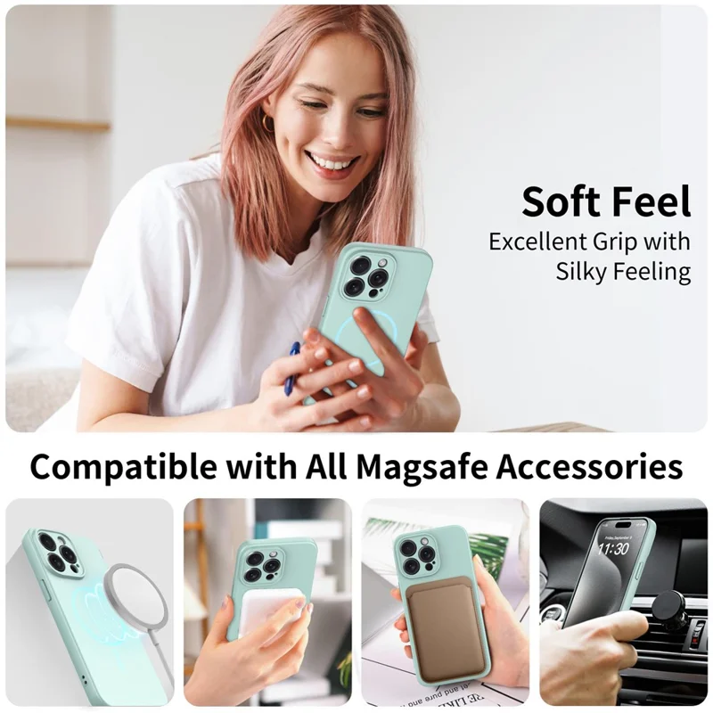 For iPhone 15 Pro Max Magnetic Case PC + TPU Phone Cover with Tempered Glass Screen Film - Blue