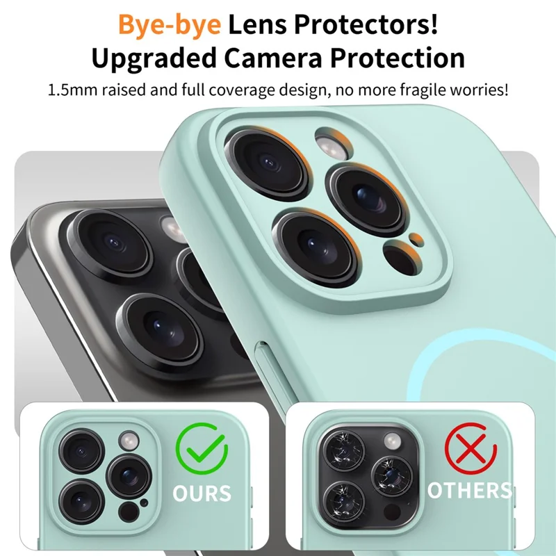 For iPhone 15 Pro Max Magnetic Case PC + TPU Phone Cover with Tempered Glass Screen Film - Blue