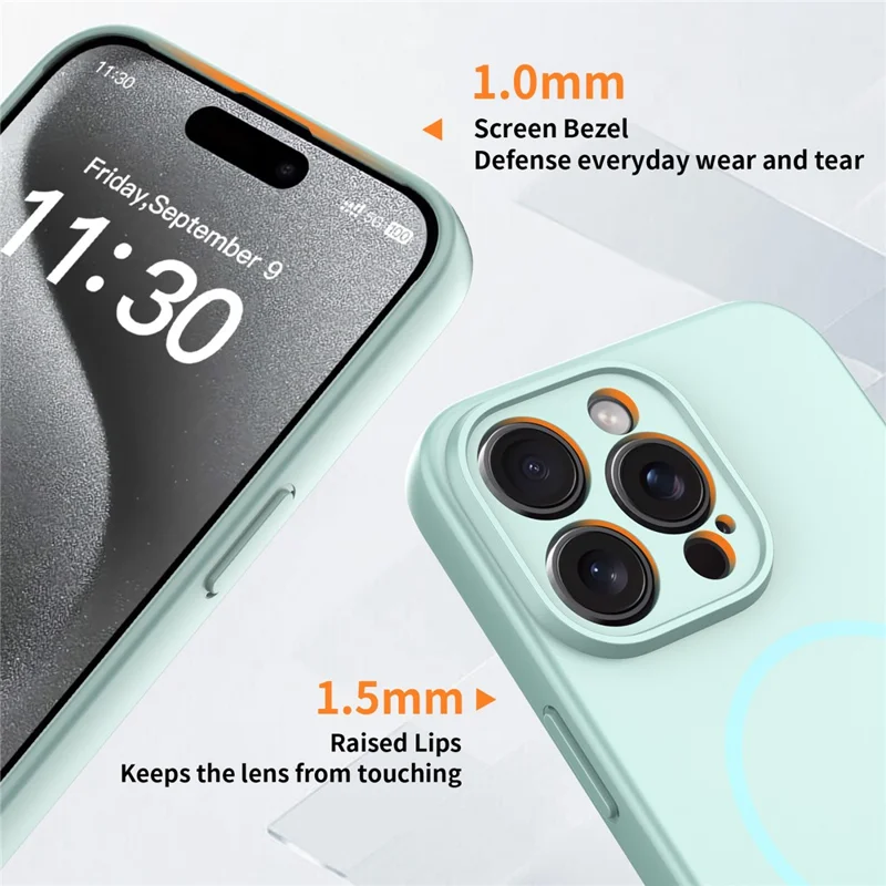 For iPhone 15 Pro Max Magnetic Case PC + TPU Phone Cover with Tempered Glass Screen Film - Blue