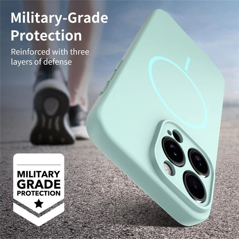 For iPhone 15 Pro Max Magnetic Case PC + TPU Phone Cover with Tempered Glass Screen Film - Blue