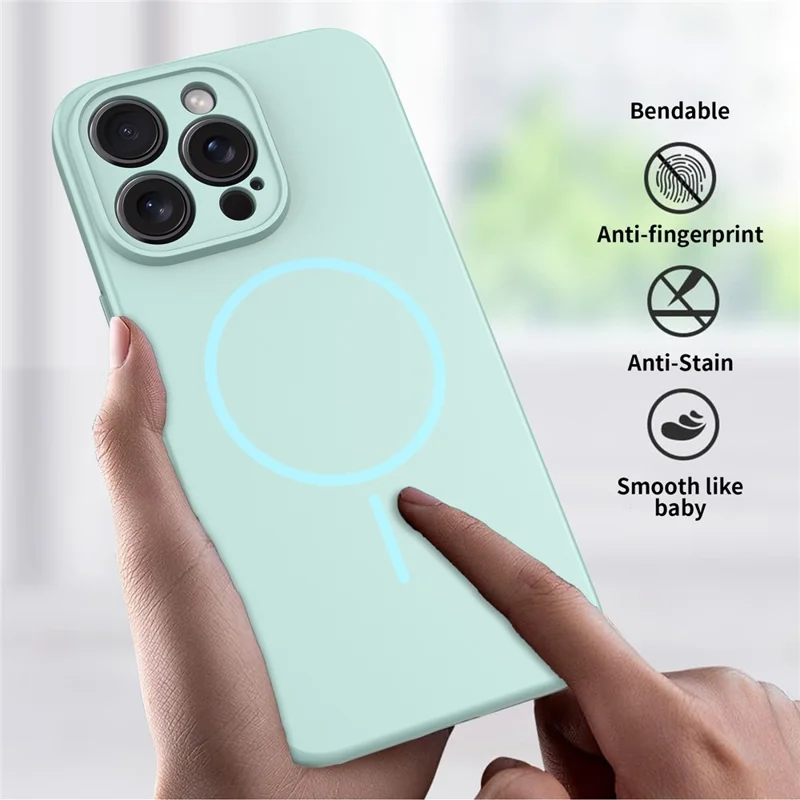 For iPhone 15 Pro Max Magnetic Case PC + TPU Phone Cover with Tempered Glass Screen Film - Blue