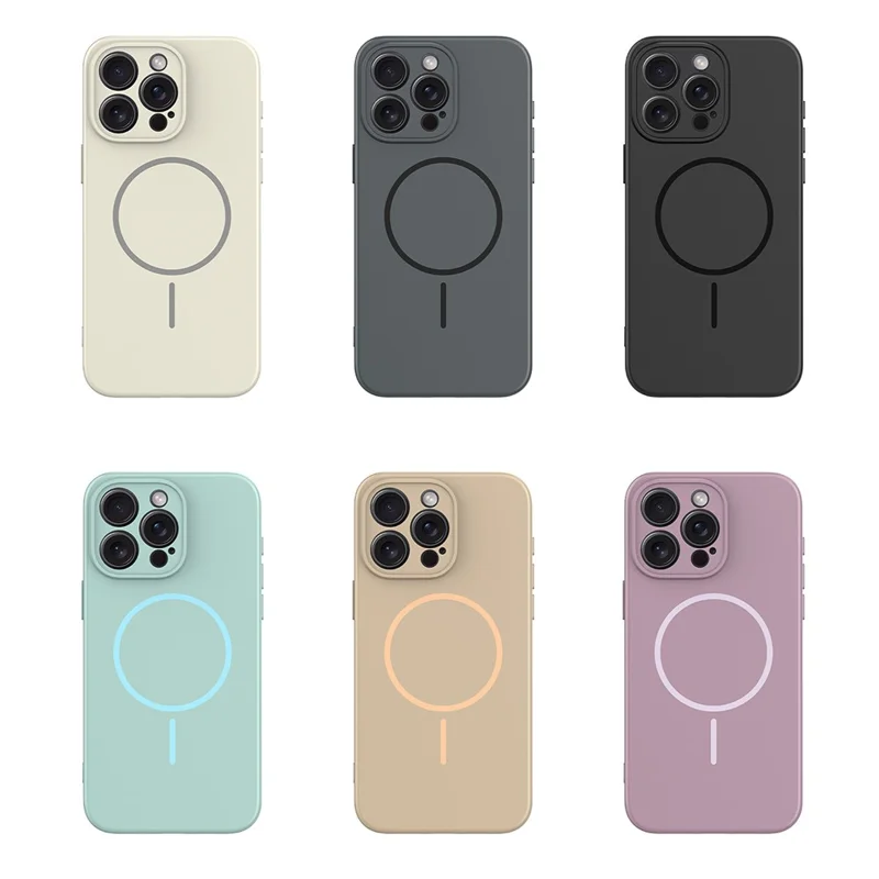 For iPhone 15 Pro Max Magnetic Case PC + TPU Phone Cover with Tempered Glass Screen Film - Blue