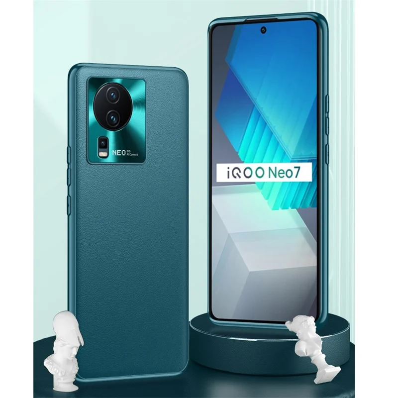 Для vivo iQOO Neo7 5G Чехол-гибрид из ПУ-кожи, ТПУ и ПК, ударопрочный защитный чехол для телефона - зеленый