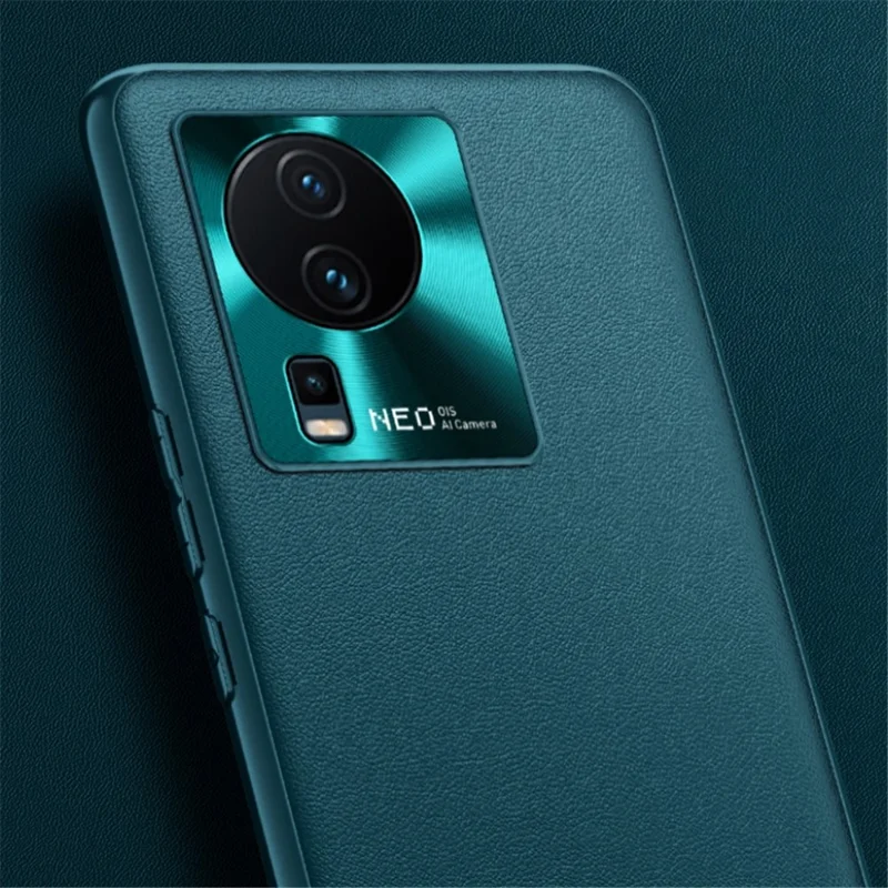 Для vivo iQOO Neo7 5G Чехол-гибрид из ПУ-кожи, ТПУ и ПК, ударопрочный защитный чехол для телефона - зеленый