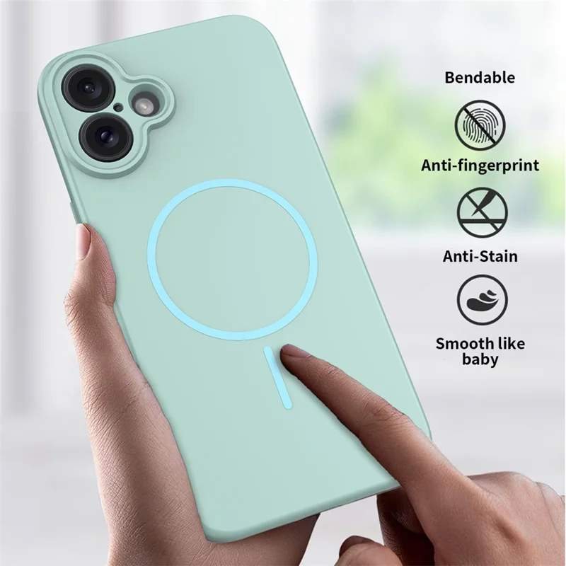 For iPhone 16 Plus Magnetic Case PC + TPU Phone Cover with Tempered Glass Screen Film - Blue