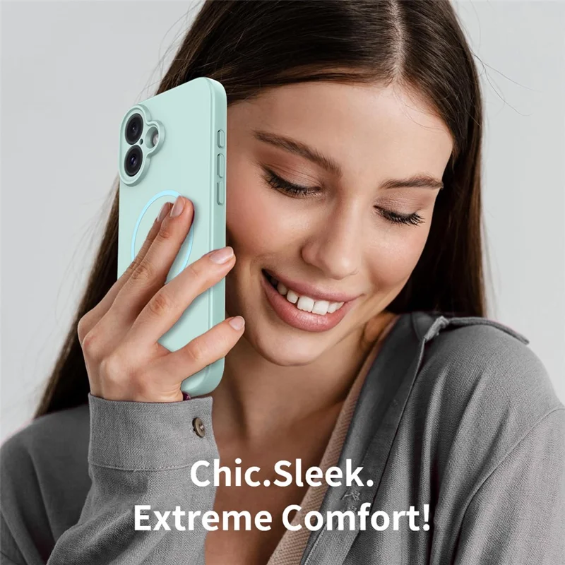 For iPhone 16 Plus Magnetic Case PC + TPU Phone Cover with Tempered Glass Screen Film - Blue