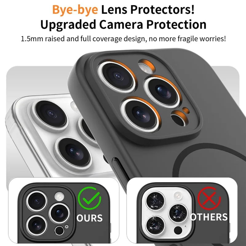 For iPhone 16 Pro Magnetic Case PC + TPU Phone Cover with Tempered Glass Screen Film - Black