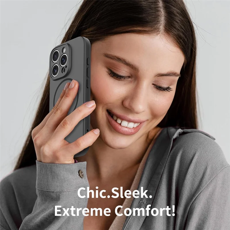 For iPhone 16 Pro Magnetic Case PC + TPU Phone Cover with Tempered Glass Screen Film - Black