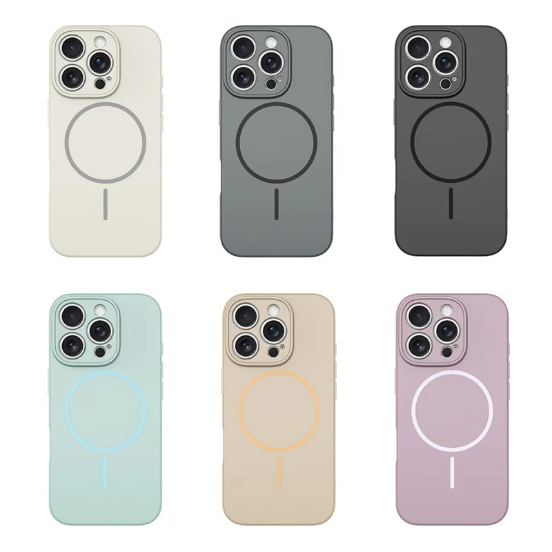 For iPhone 16 Pro Magnetic Case PC + TPU Phone Cover with Tempered Glass Screen Film - Black