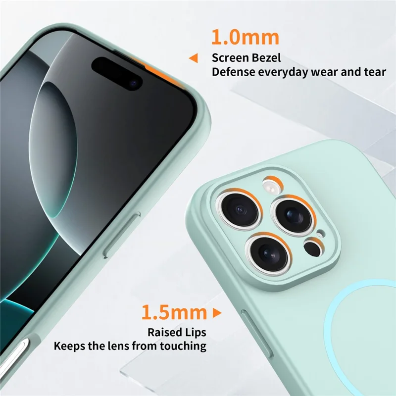 For iPhone 16 Pro Max Magnetic Case PC + TPU Phone Cover with Tempered Glass Screen Film - Blue