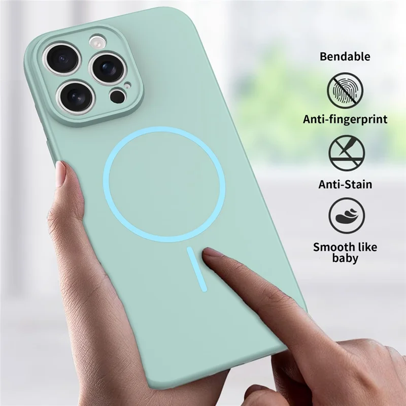 For iPhone 16 Pro Max Magnetic Case PC + TPU Phone Cover with Tempered Glass Screen Film - Blue