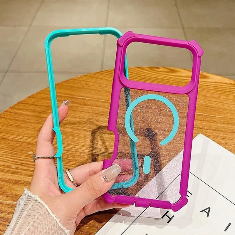 For iPhone 17 Pro Max Case Compatible with MagSafe Thickened TPU + PC Glitter Phone Cover - Rose