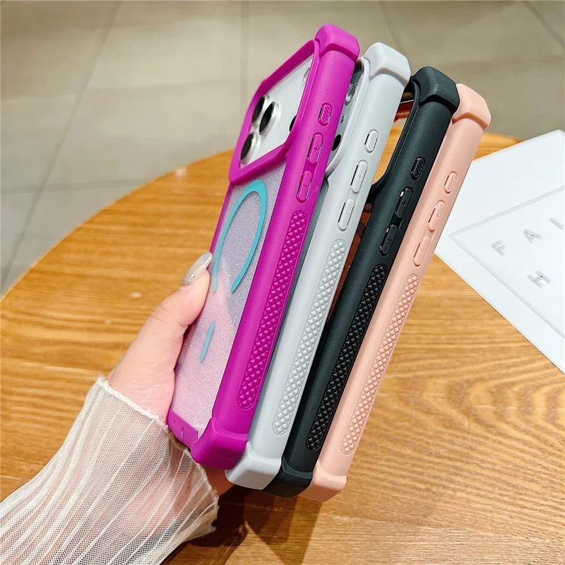 For iPhone 17 Pro Max Case Compatible with MagSafe Thickened TPU + PC Glitter Phone Cover - Rose