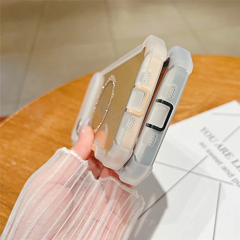 iPhone 17 Pro-hoesje, compatibel met MagSafe, versterkte hoeken, TPU + PC, transparant hoesje met glitter - transparant roze