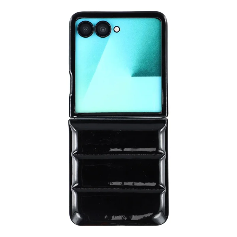 For Samsung Galaxy Z Flip7 5G Case Down Jacket PU Leather + PC Shockproof Phone Cover - Black