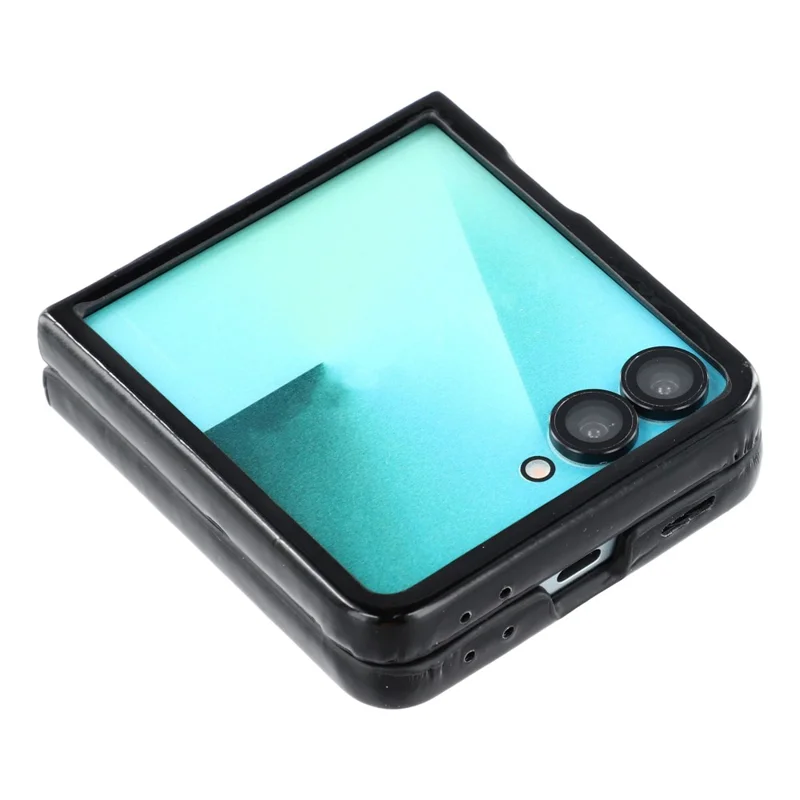 For Samsung Galaxy Z Flip7 5G Case Down Jacket PU Leather + PC Shockproof Phone Cover - Black