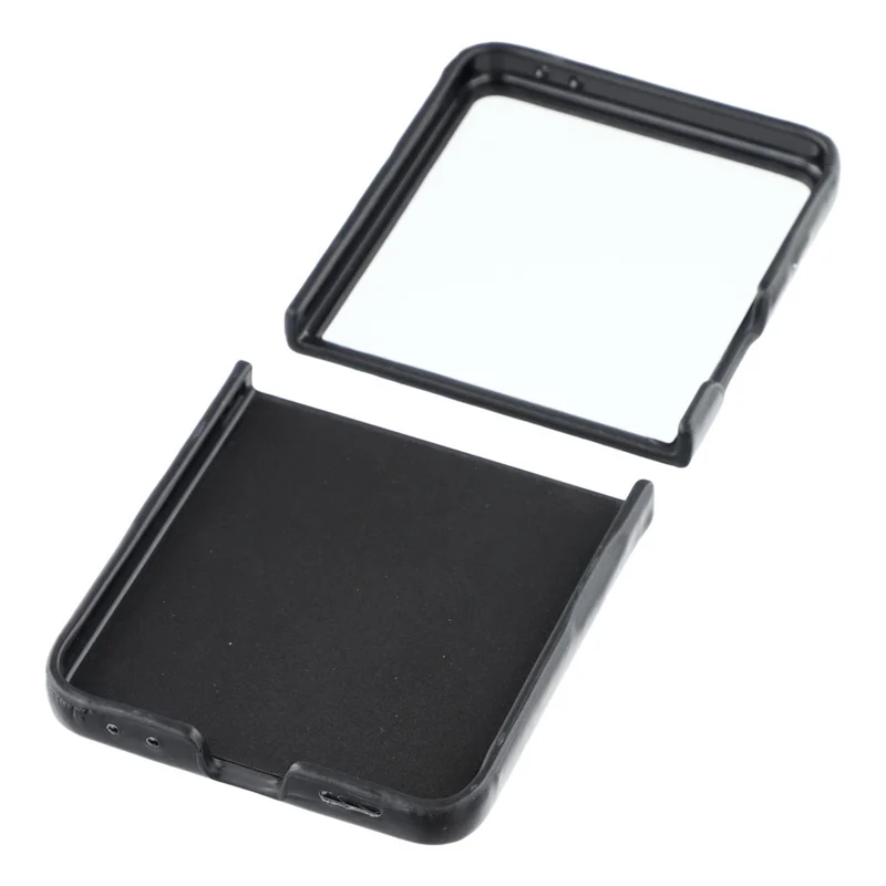 For Samsung Galaxy Z Flip7 5G Case Down Jacket PU Leather + PC Shockproof Phone Cover - Black