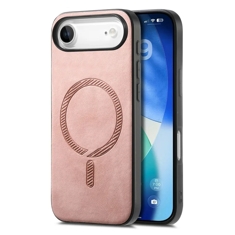 For iPhone Air Leather Back Case Compatible with MagSafe Skin-touch Phone Cover - Pink