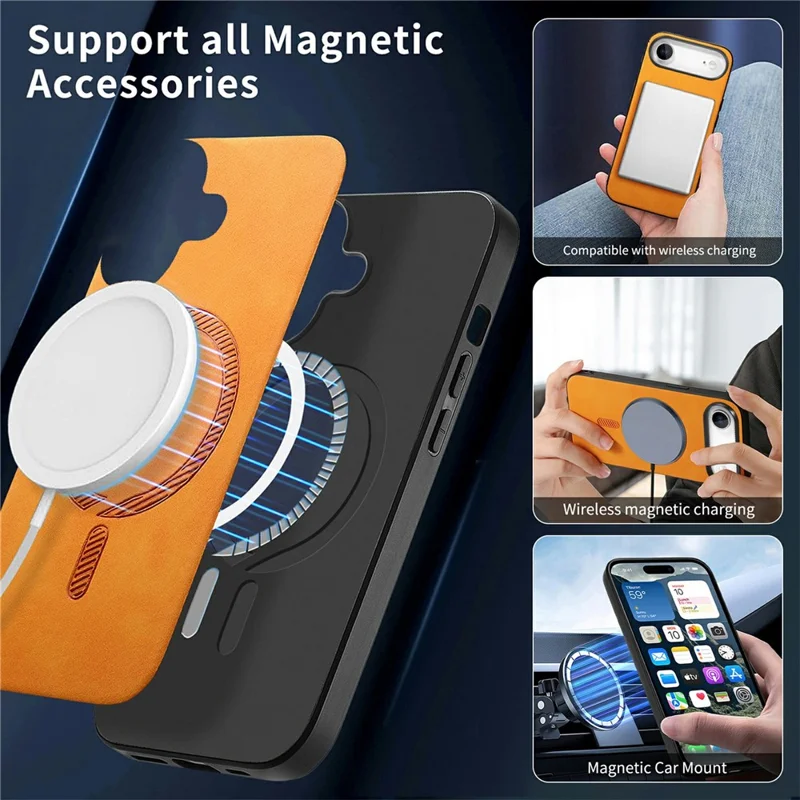 For iPhone Air Leather Back Case Compatible with MagSafe Skin-touch Phone Cover - Pink