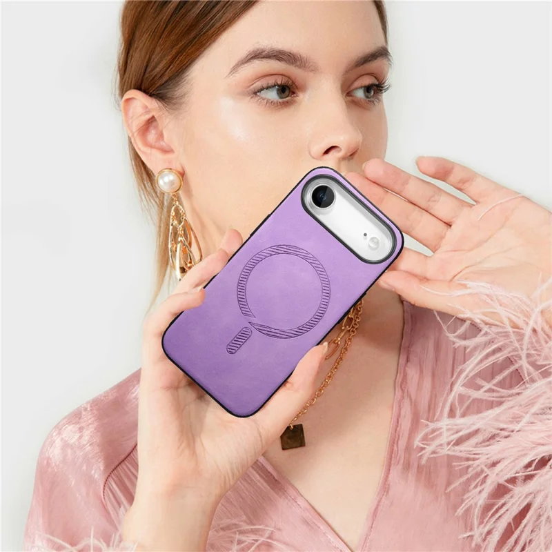 For iPhone Air Leather Back Case Compatible with MagSafe Skin-touch Phone Cover - Pink