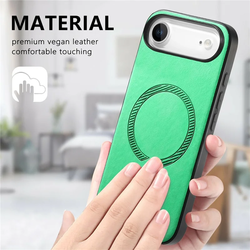 For iPhone Air Leather Back Case Compatible with MagSafe Skin-touch Phone Cover - Pink