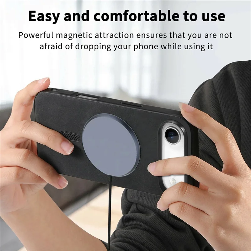 For iPhone Air Leather Back Case Compatible with MagSafe Skin-touch Phone Cover - Pink