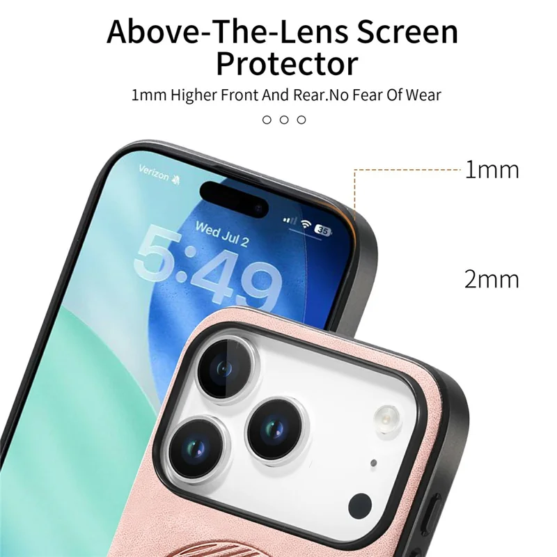 For iPhone 17 Pro Leather Back Case Compatible with MagSafe Skin-touch Phone Cover - Pink