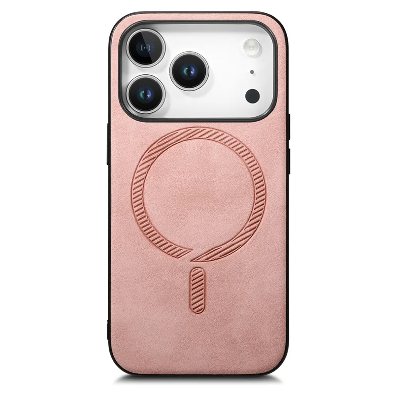 For iPhone 17 Pro Leather Back Case Compatible with MagSafe Skin-touch Phone Cover - Pink