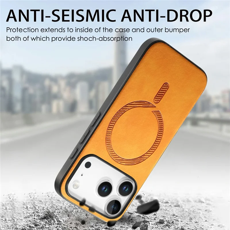 For iPhone 17 Pro Leather Back Case Compatible with MagSafe Skin-touch Phone Cover - Pink